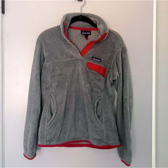 Patagonia Snap Fleece Grey/Hot Pink Sweater - Picture 1 of 4